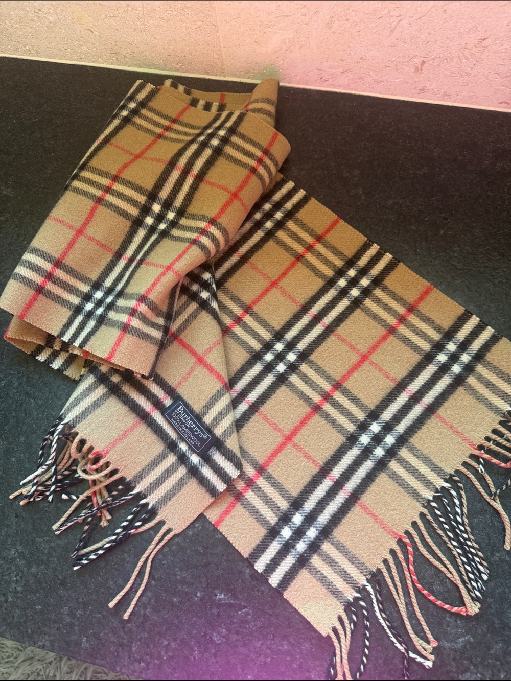Burberry nova check Plaid 100% wool scarf